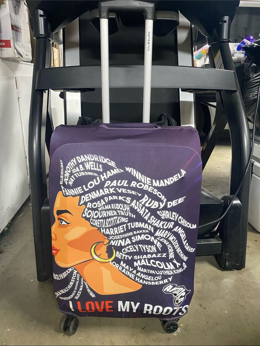 I Love My Roots Purple Travel Carry-On Luggage Cover for medium size suitcase